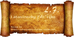 Latosinszky Füzike névjegykártya